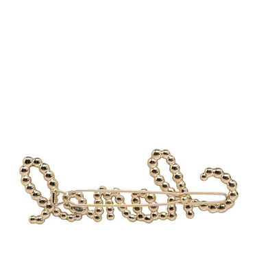 Gold Chanel Rhinestone & Pearl Swirling Logo Barette - Designer Revival