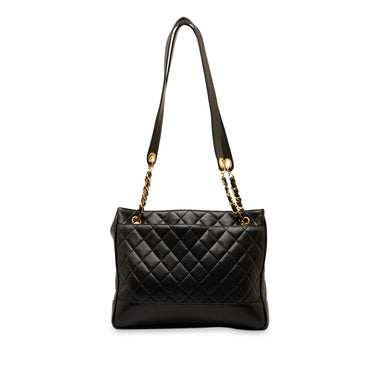 Black Chanel CC Quilted Lambskin Tote - Designer Revival