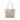 Beige Prada Canvas Logo Stripe Shopper Tote