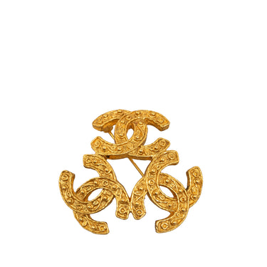 Gold Chanel Triple CC Brooch