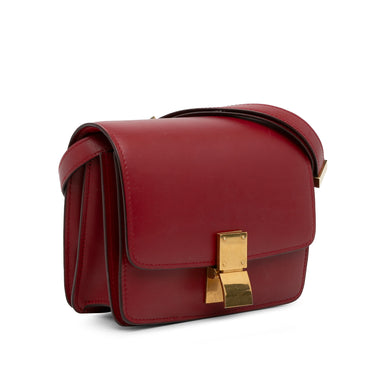 Red Celine Small Classic Box Crossbody Bag - Designer Revival