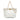 White Chanel Quilted Calfskin CC Lock Chain Shopping Tote Satchel