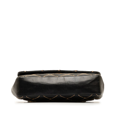 Black Chanel CC Wild Stitch Lambskin Flap Shoulder Bag - Designer Revival