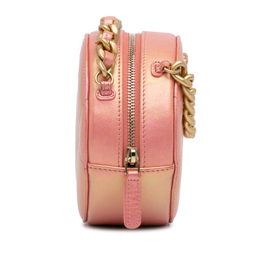 Pink Chanel 19 Round Lambskin Clutch With Chain Satchel - Designer Revival
