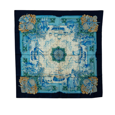 Blue Hermes Azulejos Silk Scarf Scarves - Designer Revival