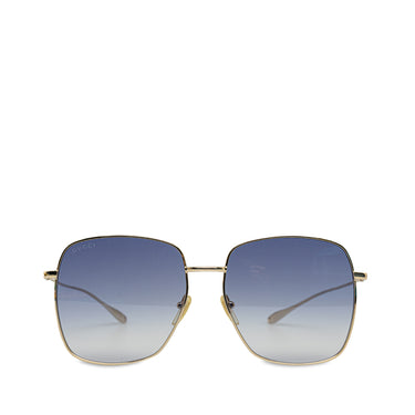 Blue Gucci Square Tinted Sunglasses With Heart Charm