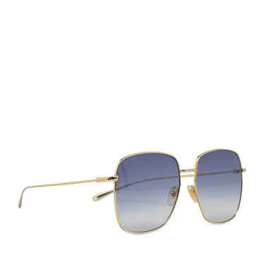 Blue Gucci Square Tinted Sunglasses With Heart Charm