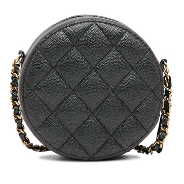 Green Chanel Quilted Iridescent Caviar Round Clutch With Chain Crossbody Bag