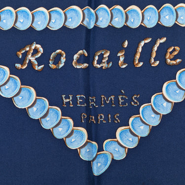 Blue Hermes Rocaille Silk Scarf Scarves