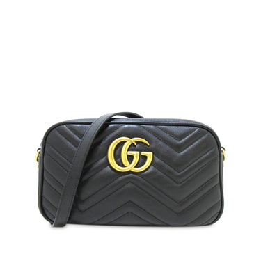 Black Gucci Mini GG Marmont Crossbody Bag - Designer Revival