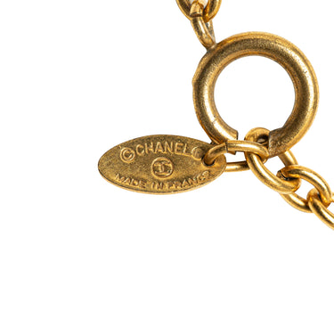 Gold Chanel CC Quilted Pendant Necklace - Designer Revival