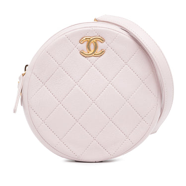 Pink Chanel Quilted Patent Round Clutch with Chain Crossbody Bag - Designer Revival