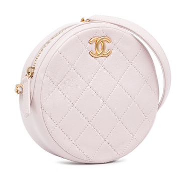 Pink Chanel Quilted Patent Round Clutch with Chain Crossbody Bag - Designer Revival