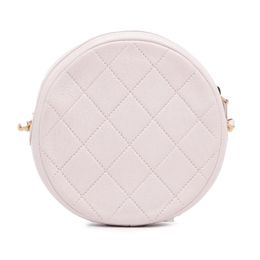 Pink Chanel Quilted Patent Round Clutch with Chain Crossbody Bag