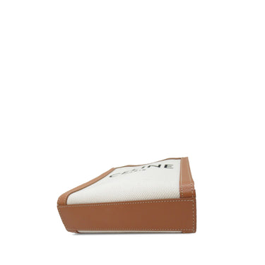 White Celine Mini Canvas Vertical Cabas Satchel - Designer Revival