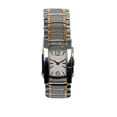 Silver Bvlgari Quartz 18K Rose Gold and Stainless Steel Assioma Watch - Designer Revival