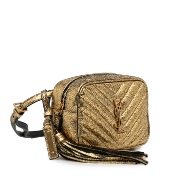 Gold Saint Laurent Metallic Monogram Matelasse Lou Belt Bag - Designer Revival