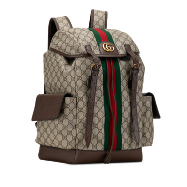 Brown Gucci Medium GG Supreme Ophidia Backpack - Designer Revival