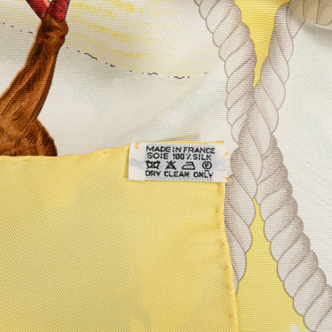 Yellow Hermès Auteuil en Mai Silk Scarf Scarves