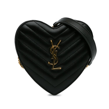 Black Saint Laurent Small Love Heart Chain Crossbody Bag