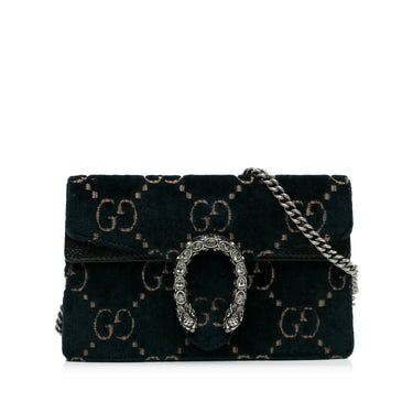 Blue Gucci Super Mini GG Velvet Dionysus Crossbody Bag