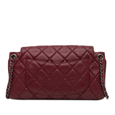 Red Chanel CC Quilted Lambskin Single Flap Shoulder Bag