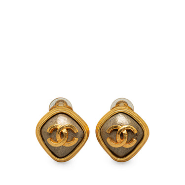 Gold Chanel CC Clip On Earrings - Designer Revival