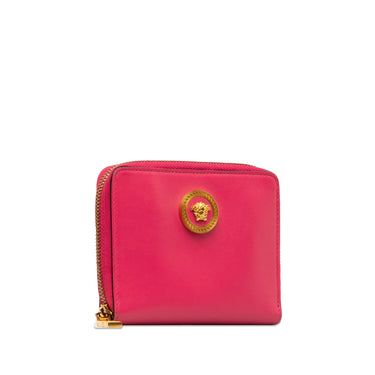 Pink Versace Medusa Leather Small Wallet - Designer Revival