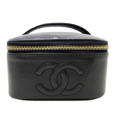 Black Chanel CC Caviar Vanity Case