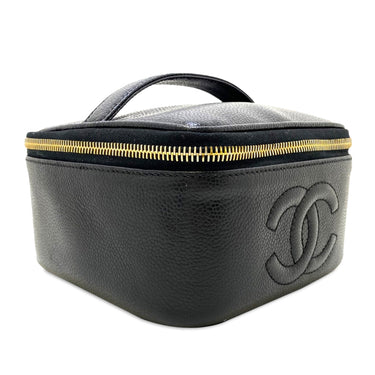 Black Chanel CC Caviar Vanity Case - Designer Revival