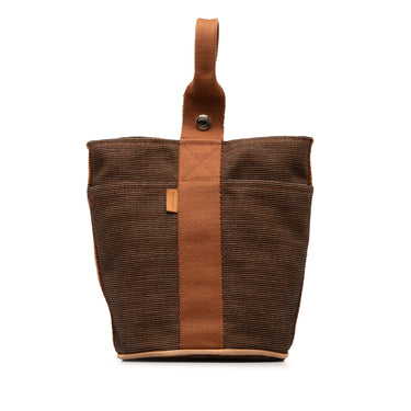 Brown Hermès Toile Saxo PM Bucket Bag - Designer Revival