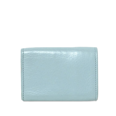 Blue Balenciaga Mini Papier Leather Compact Wallet