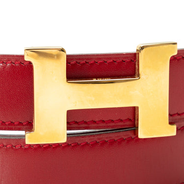 Red Hermes Constance Reversible Belt - Designer Revival