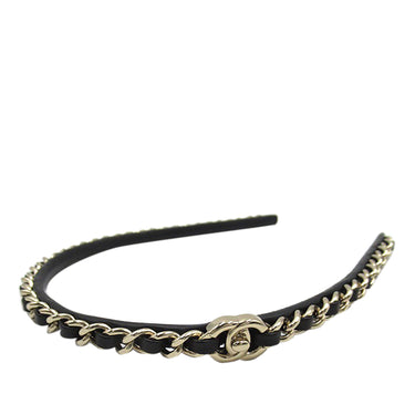 Black Chanel CC Turn Lock Chain Link Headband