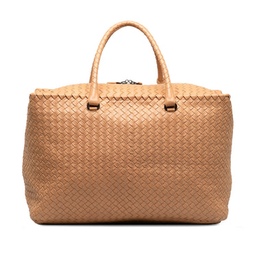 Tan Bottega Veneta Intrecciato Brick Travel Bag - Designer Revival