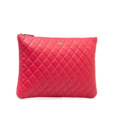 Pink Chanel Quilted O Case Clutch - Designer Revival