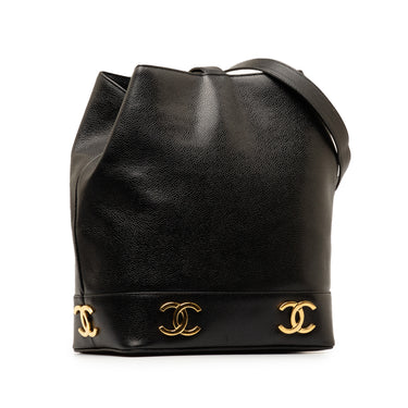 Black Chanel Triple CC Caviar Bucket