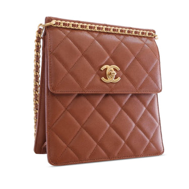 Brown Chanel CC Quilted Caviar Backpack