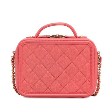 Pink Chanel Small Caviar CC Filigree Vanity Bag Satchel