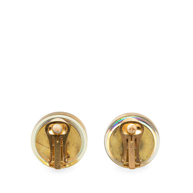 Gold Chanel Resin CC Clip On Earrings
