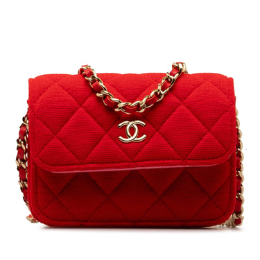 Red Chanel Mini Quilted Jersey VIP Crossbody - Designer Revival