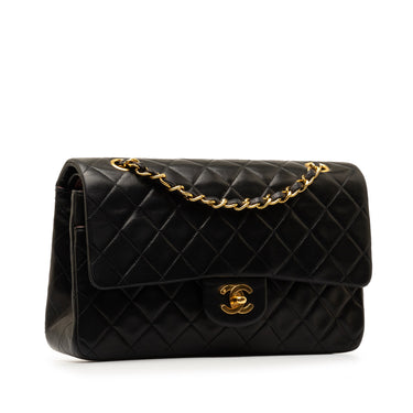 Black Chanel Medium Classic Lambskin Double Flap Shoulder Bag