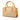 Brown Prada Small Saffiano Trimmed Canvas Grommet Bauletto Bag