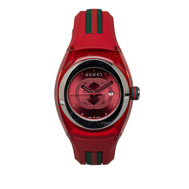 Red Gucci Quartz Rubber Sync Watch - Designer Revival