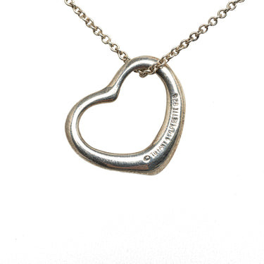 Silver Tiffany Open Heart Pendant Necklace