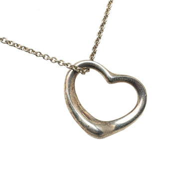 Silver Tiffany Open Heart Pendant Necklace - Designer Revival
