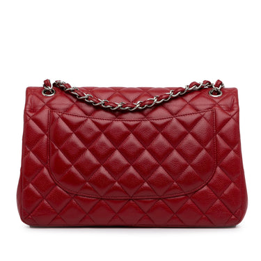 Red Chanel Jumbo Classic Caviar Double Flap Shoulder Bag