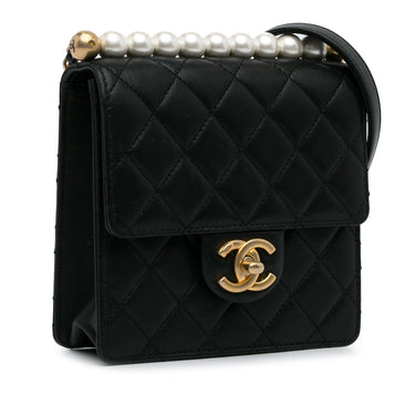 Black Chanel Small Chic Pearls Flap Crossbody Bag