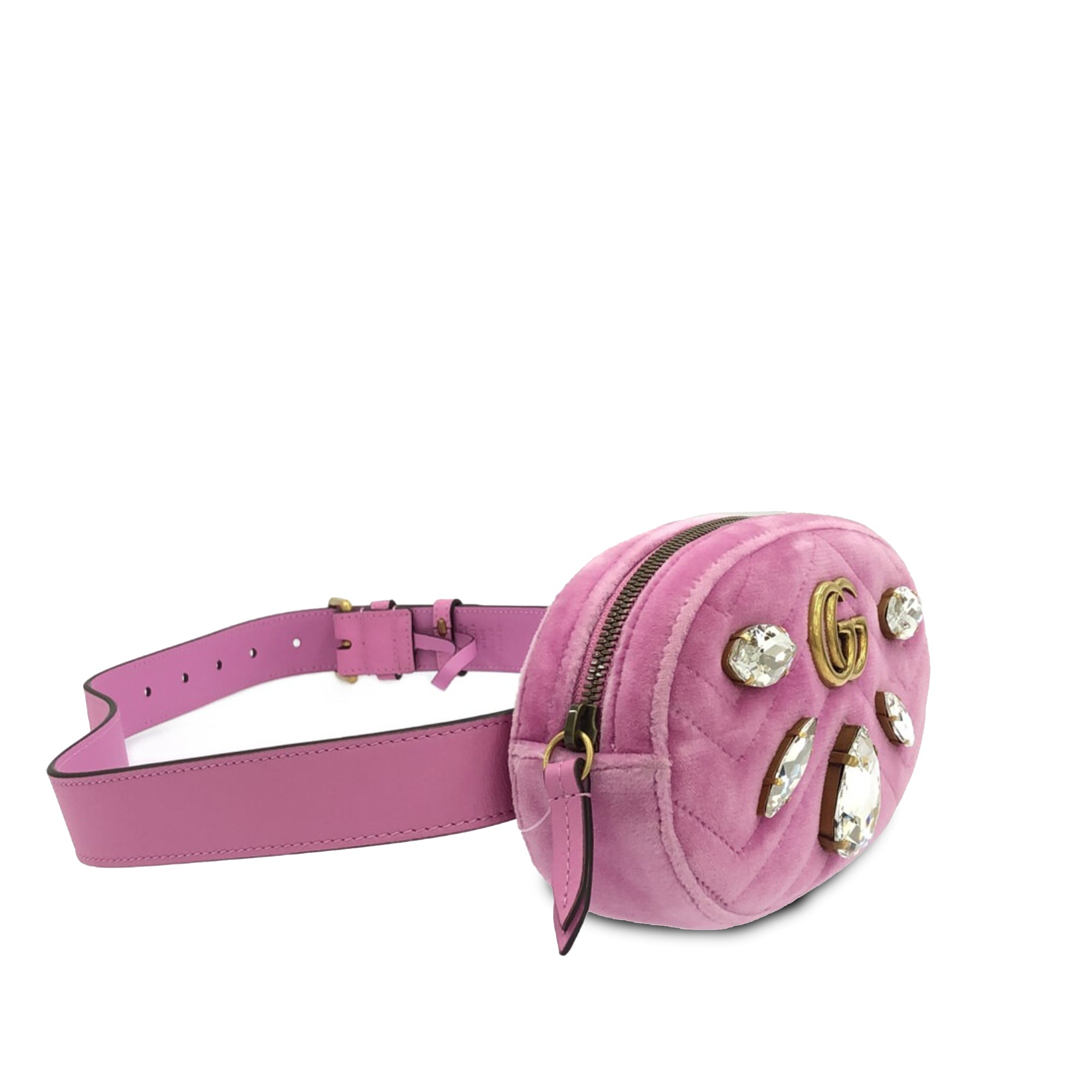 Pink Gucci GG Marmont Velvet Belt Bag Designer Revival