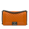 Orange Chanel Medium Lambskin Boy Flap Crossbody Bag - Designer Revival